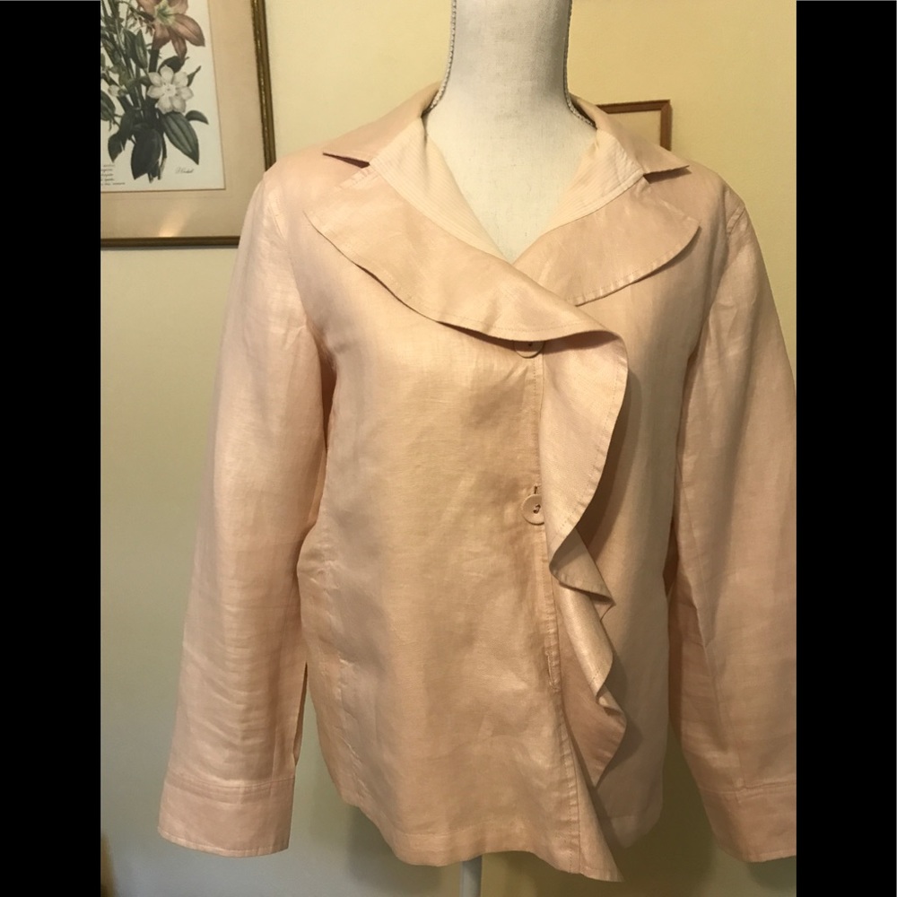 Chico’s pink 100% linen jacket Size 16 or Chico’s size 2